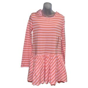 GAP Kids Hoodie Dress XXL 14-16 Pink Orange Stripe Mesh Skirt Back to School